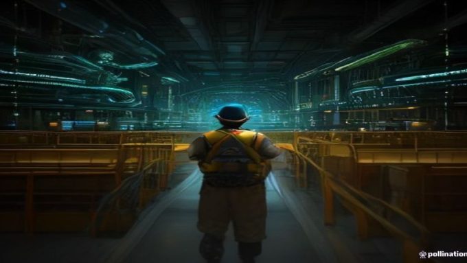 Illustration d'un ingénieur génie industriel supervisant une chaîne de production moderne au Maroc, avec hologrammes d'optimisation, tons bleu et or.